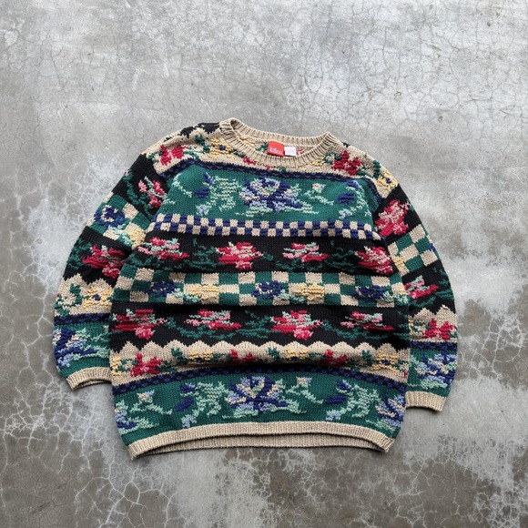 Liz Claiborne Sweaters - Liz Claiborne Liz & Co Sweater Womens Small Colorful Floral Knit Cotton Pullover